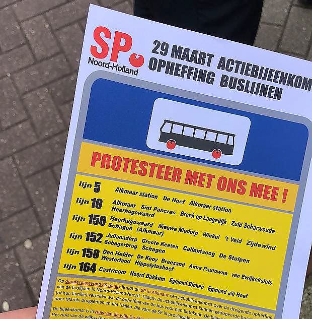 Opnieuw protestavond opheffing buslijnen. Kom langs!