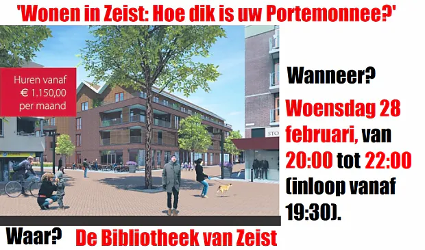Afbeelding voor 28 februari debatavond ‘Wonen in Zeist: hoe dik is uw portemonnee?’