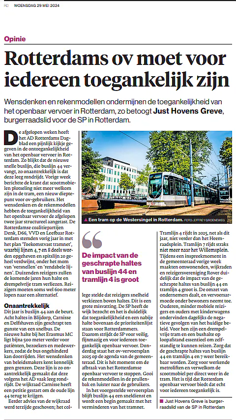 Stop de afbraak van het OV in Rotterdam!