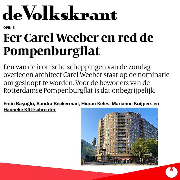 Opinie: Eer Carel Weeber en red de Pompenburgflat